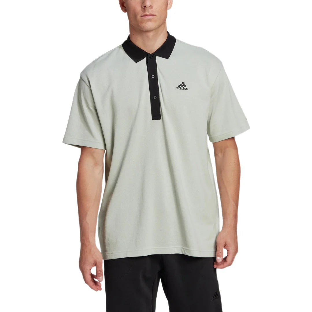 Adidas Solid Color Logo Polo Homme Linen Green