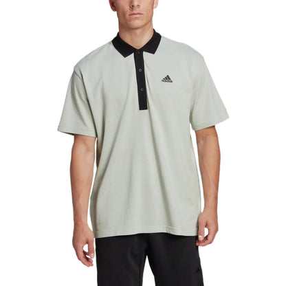 Adidas Solid Color Logo Polo Homme Linen Green