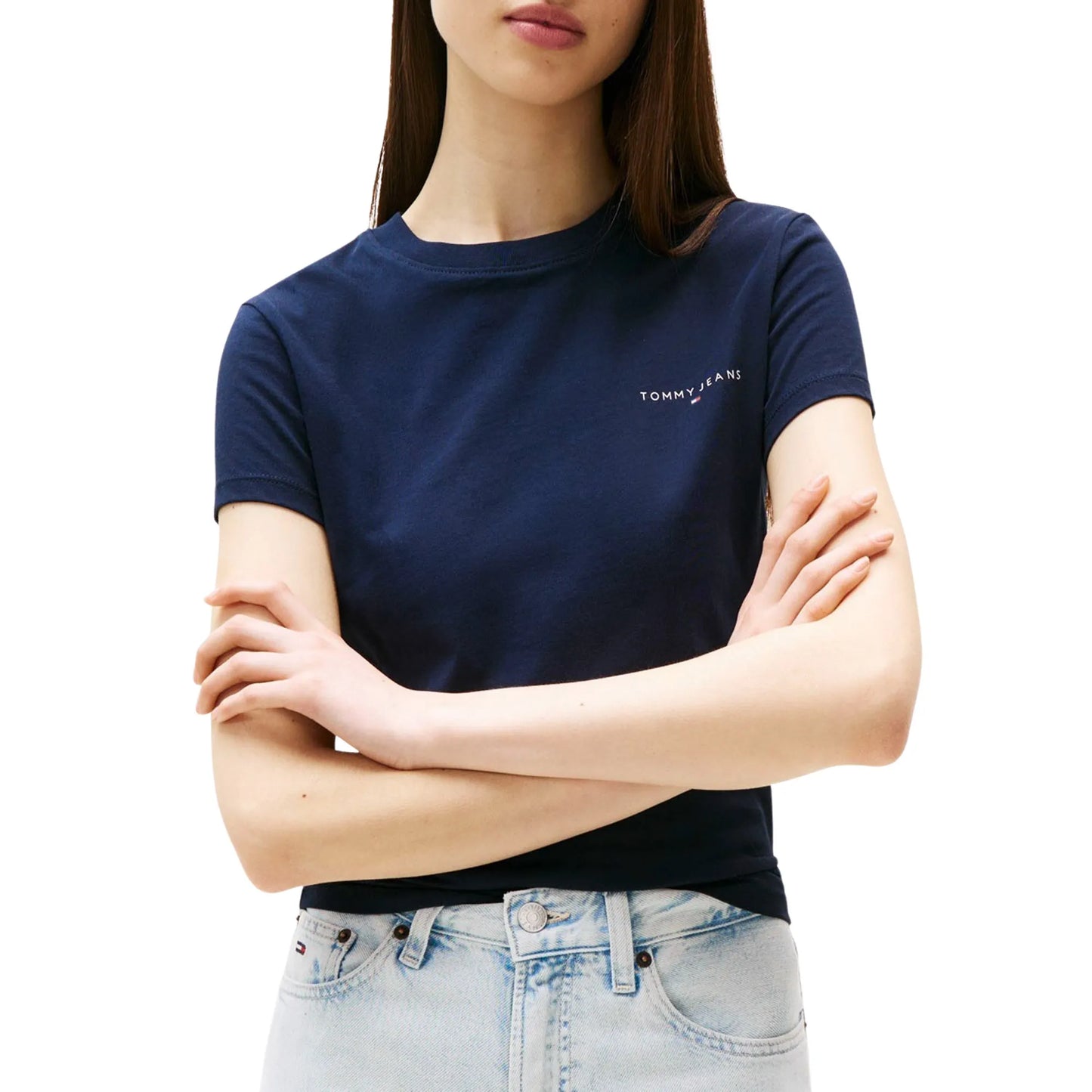 Tommy Jeans Slim Linear T-Shirt Femme Bleu Foncé