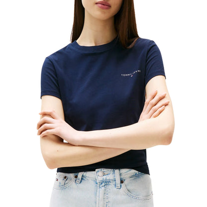 Tommy Jeans Slim Linear T-Shirt Femme Bleu Foncé