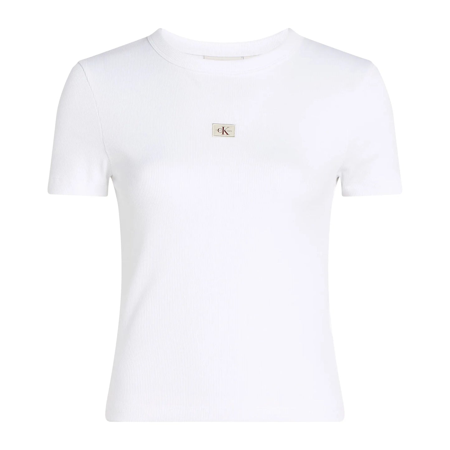 Calvin Klein Woven Label Rib T-Shirt Femme Blanc