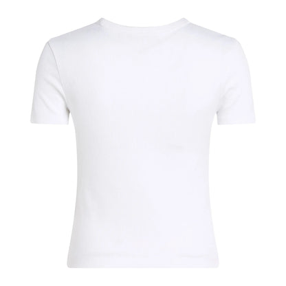 Calvin Klein Woven Label Rib T-Shirt Femme Blanc