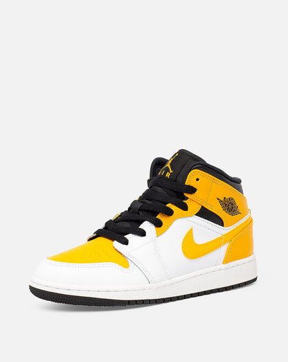 Air Jordan 1 Mid Grade School Noir Jaune Blanc
