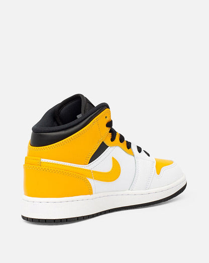 Air Jordan 1 Mid Grade School Noir Jaune Blanc