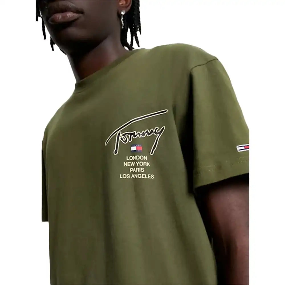 Tommy Jeans T-Shirt Gold Signature Kaki